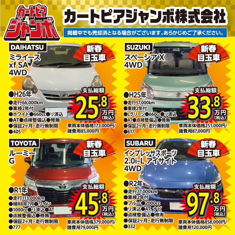 1/3～12 カートピアジャンボ2026初売4